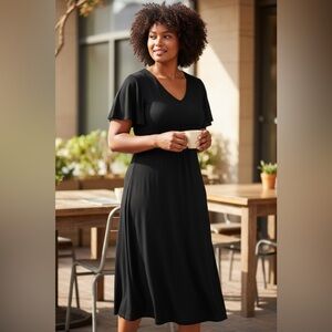 Bridesmay Women's Flutter Sleeve Swing Dress – Black – Size Small – NWOT